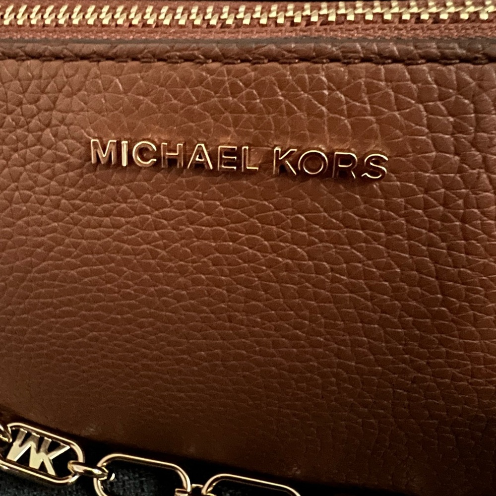 NWT MICHAEL KORS JET SET DOUBLE ZIP CAMERA CHAIN CROSSBODY BAG LEATHER - Picture 2 of 15